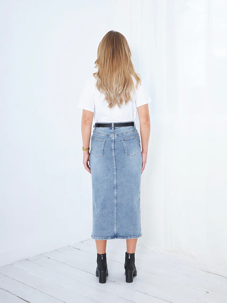 Willow Midi Denim Skirt : Blue