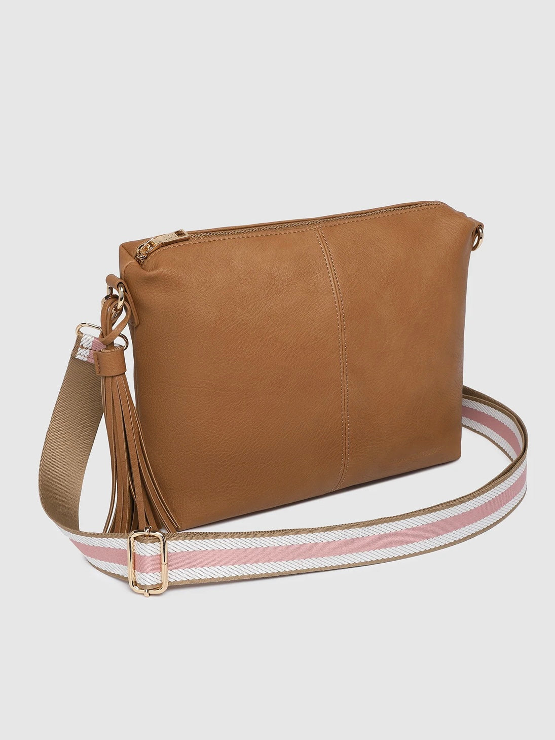 Daisy Stripe Cross Body Bag : Camel