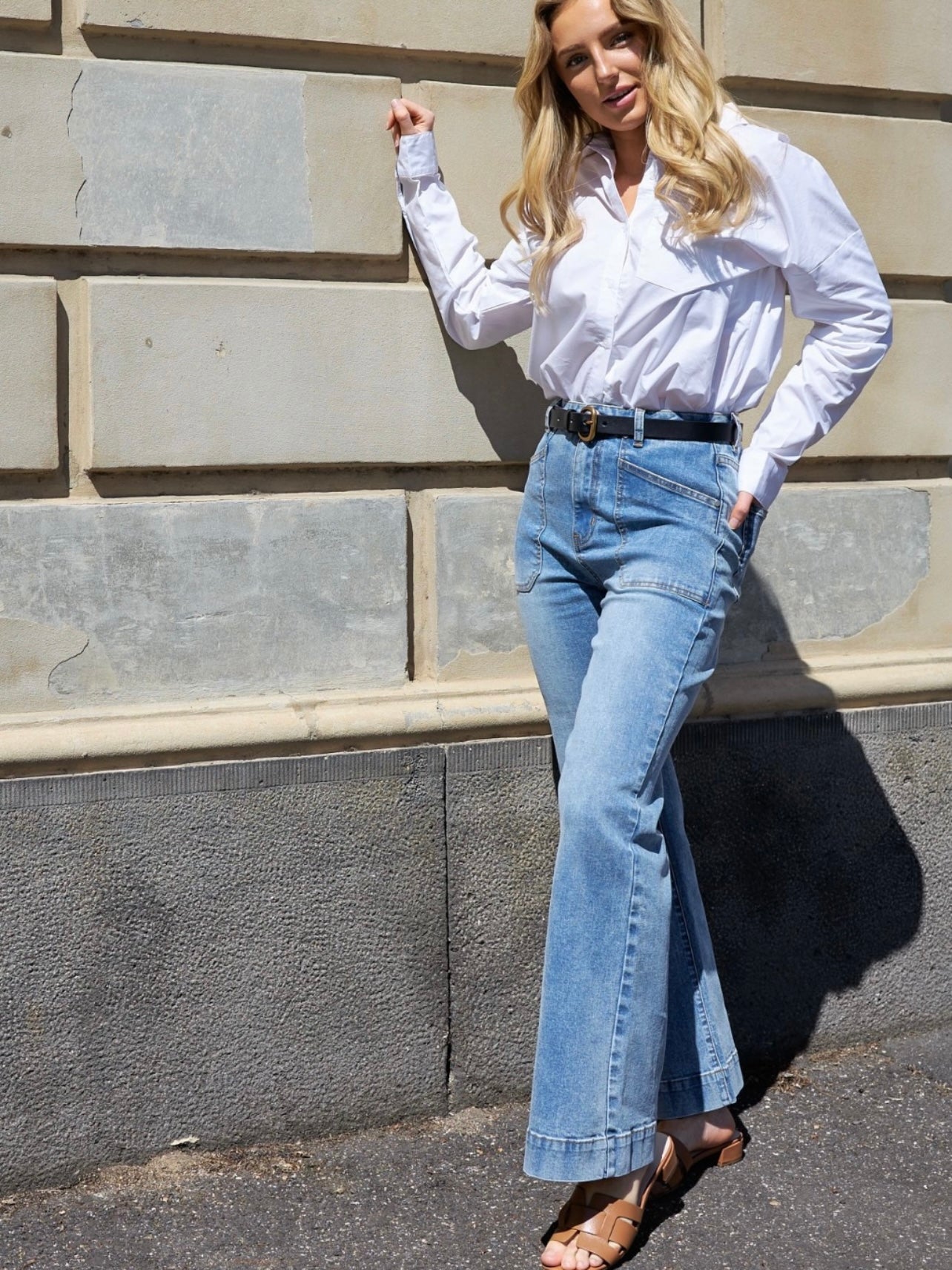 Saint Rose : Jayne flare Jeans : Blue : Bestseller