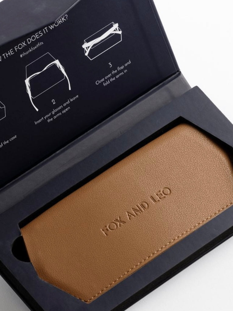 Fox and Leo Glasses Case : Tan