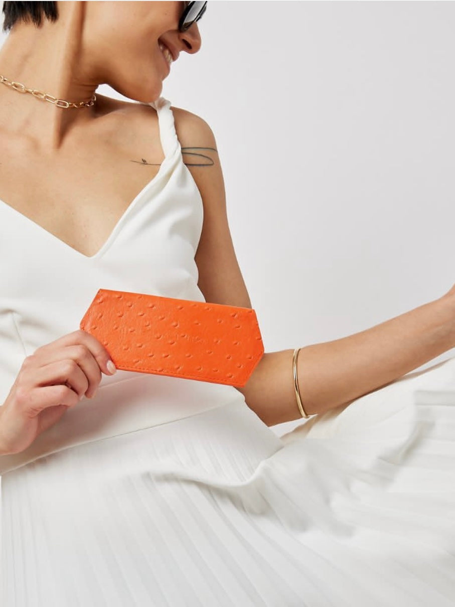 Fox and Leo Glasses Case : Ginger Ostrich Print