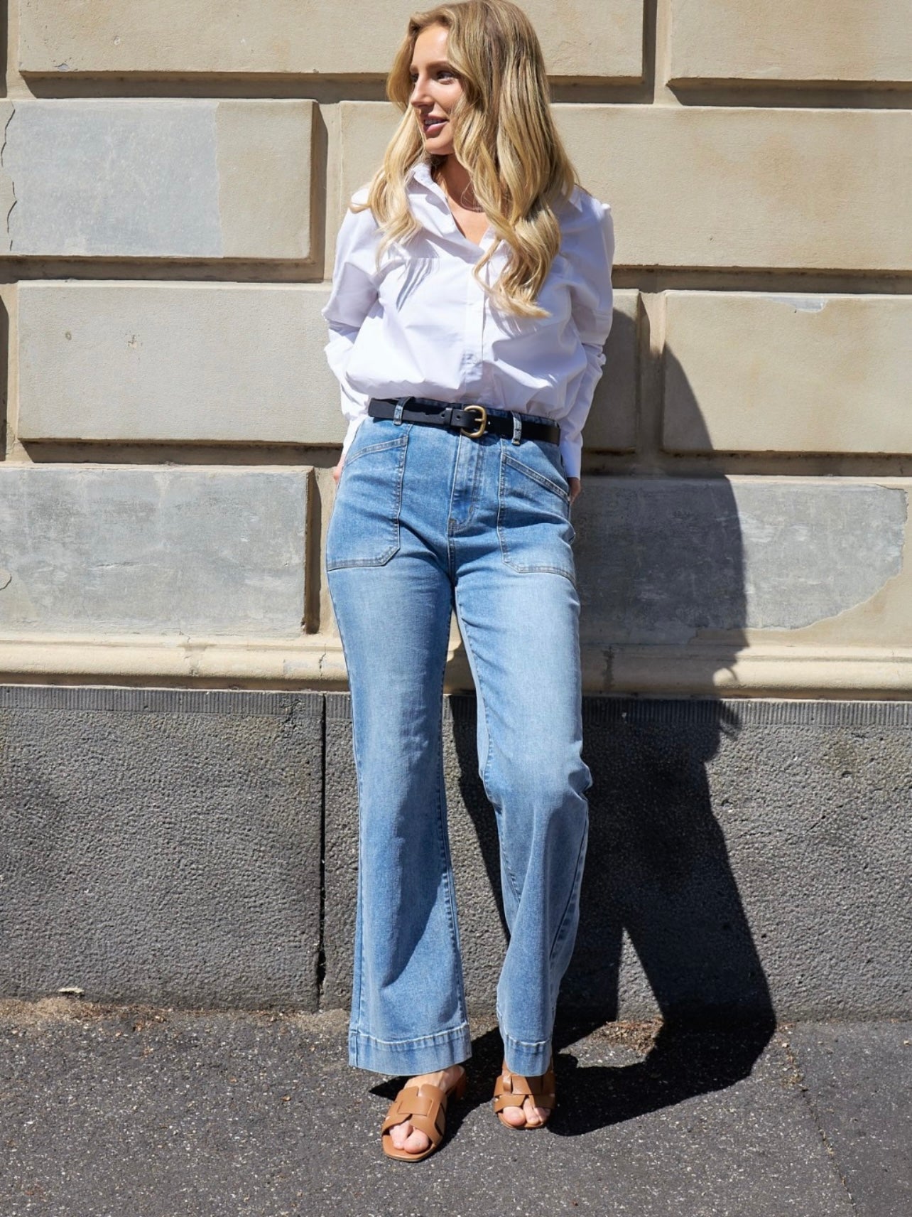 Saint Rose : Jayne flare Jeans : Blue : Bestseller