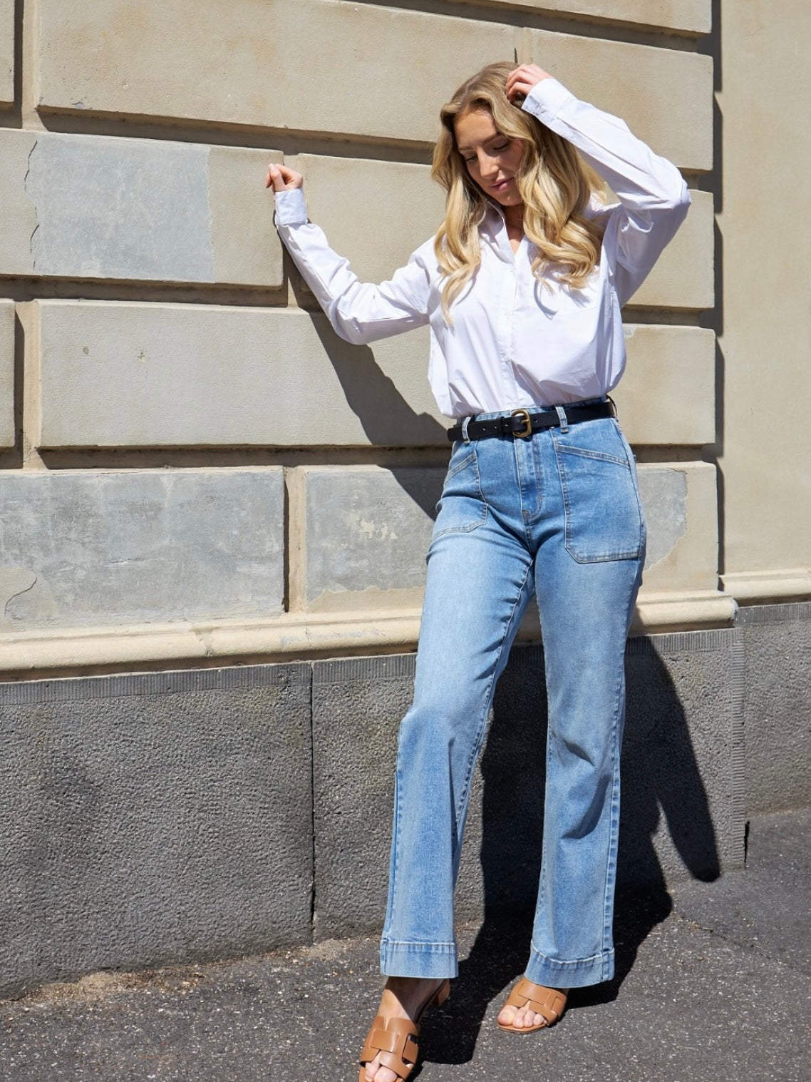 Saint Rose : Jayne flare Jeans : Blue : Bestseller