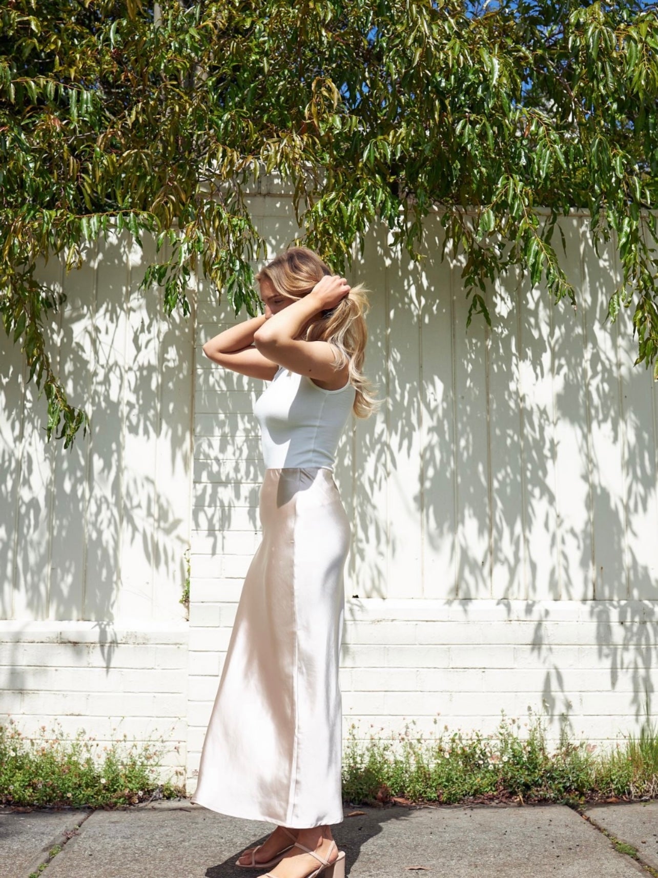 Saint Rose : Donna Satin Skirt : Champagne