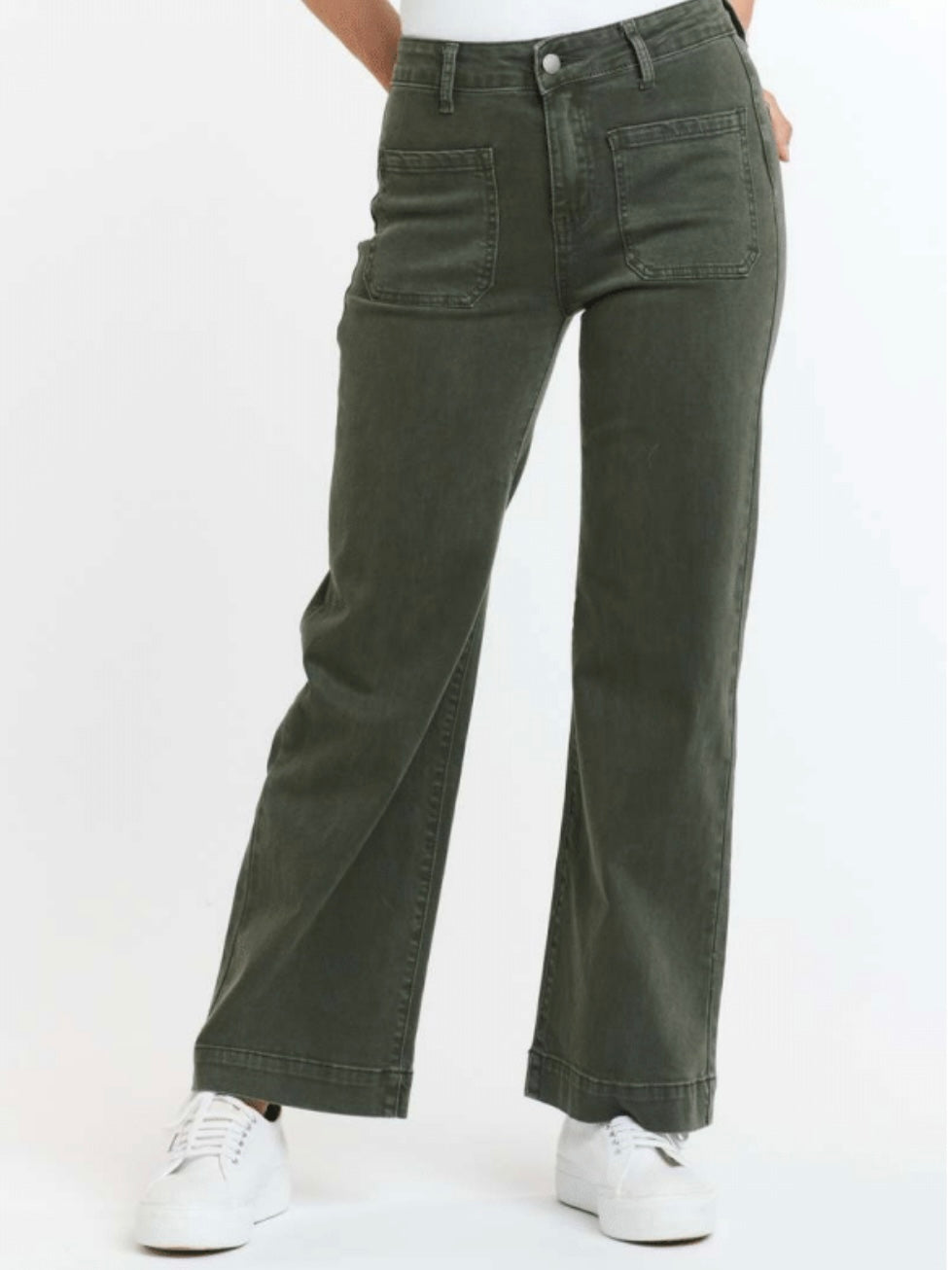 Italian Star Bobbie Cropped Jean : Military Green : New
