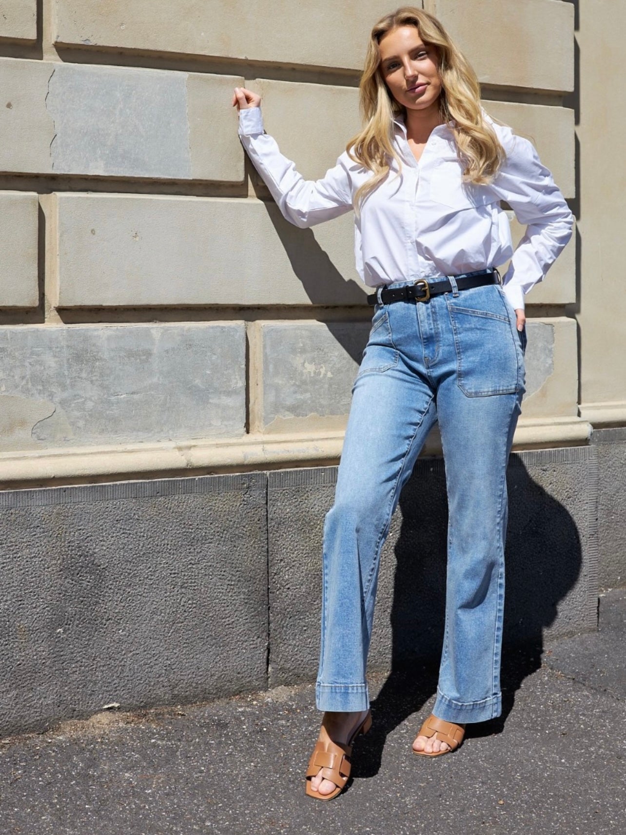 Saint Rose : Jayne flare Jeans : Blue : Bestseller