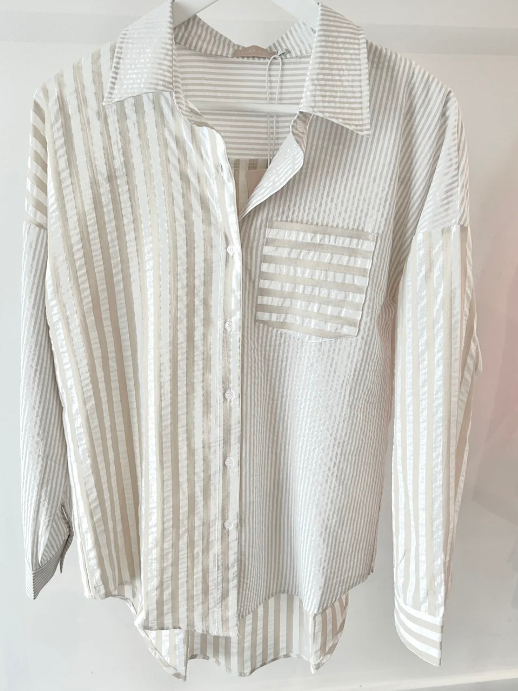 Laguna Shirt : Natural/White Stripe : Saint Rose