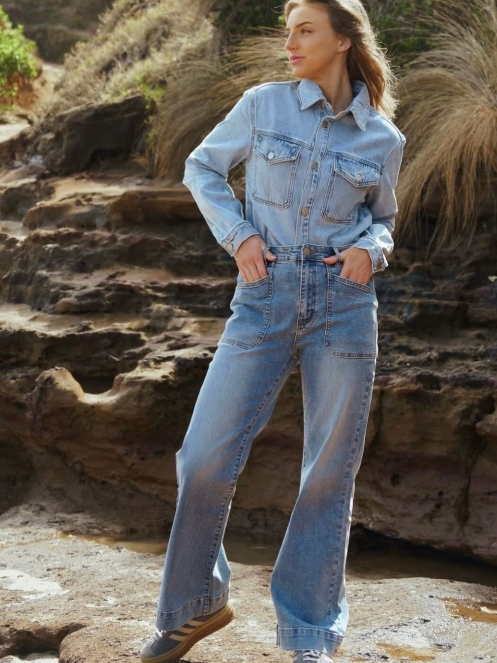 Saint Rose : Jayne flare Jeans : Blue : Bestseller