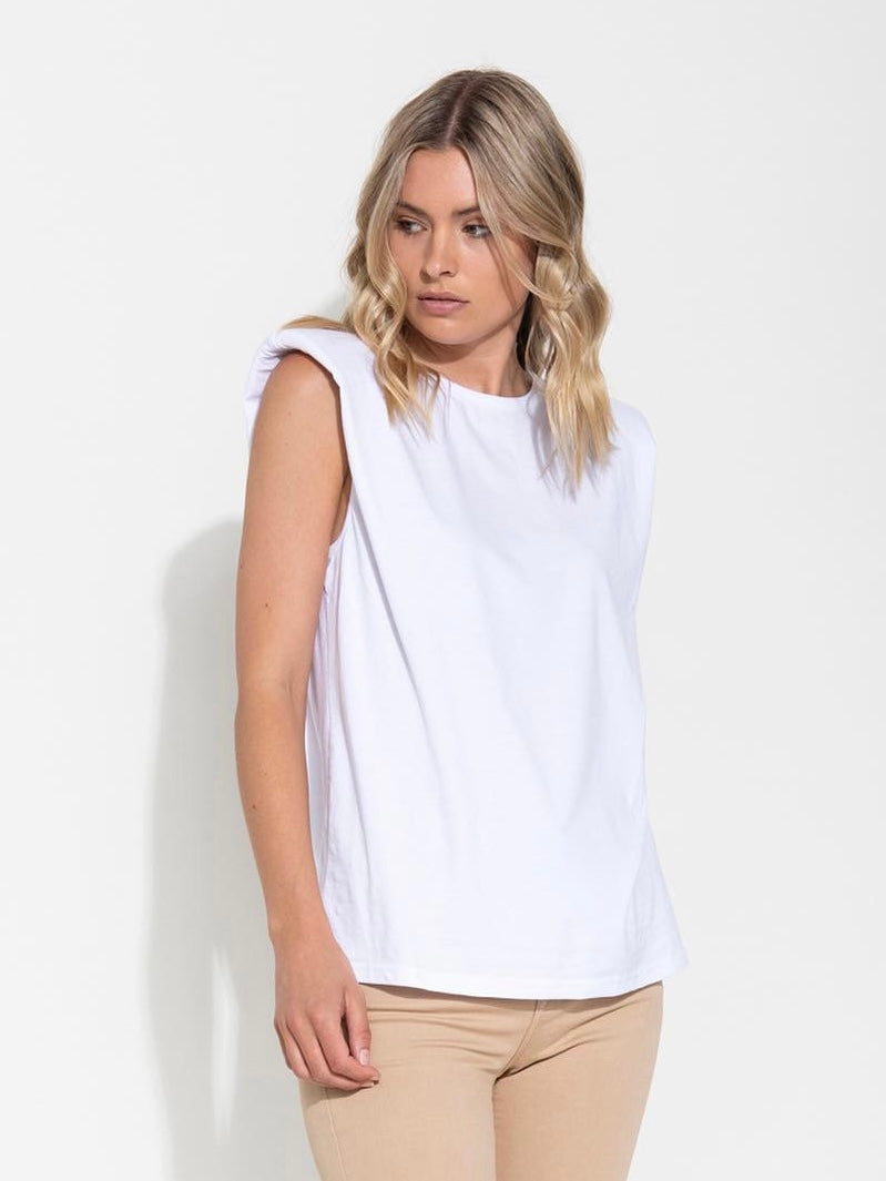 Livia Padded Tank : White : Saint Rose