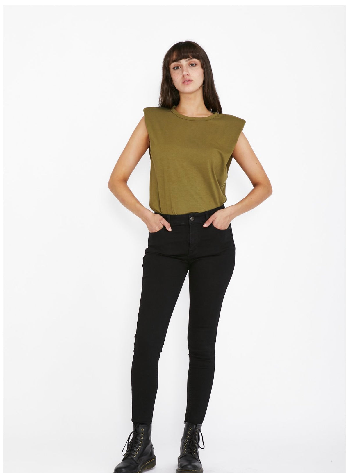 Livia Padded Tank : Olive : Saint Rose