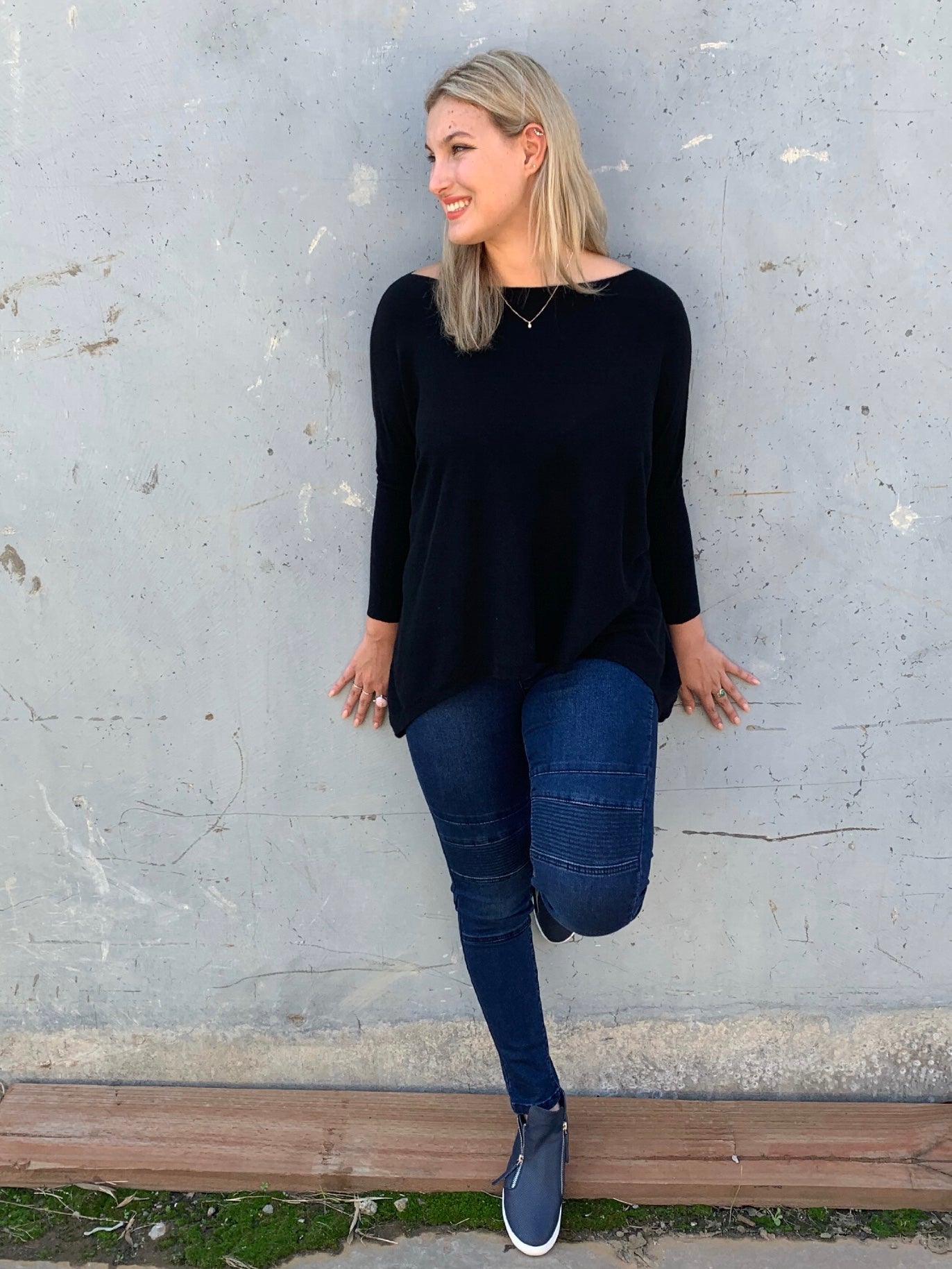 Wakee Denim : Dakota Denim Moto Jeans : Dark Blue Denim