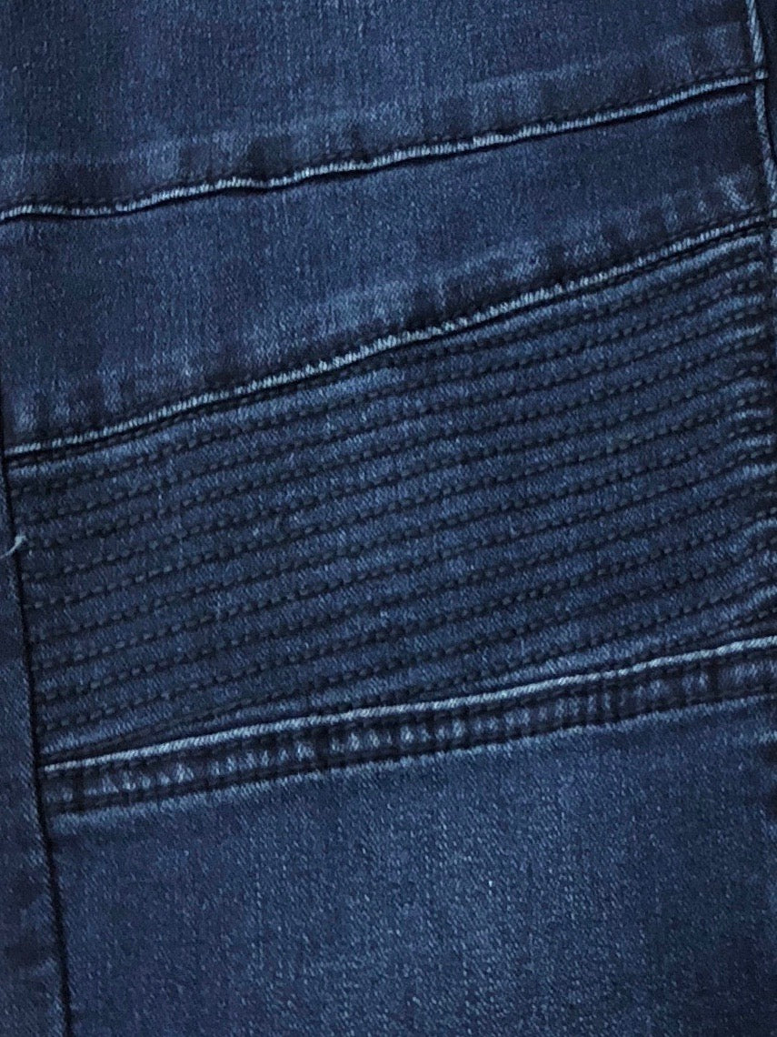 Wakee Denim : Dakota Denim Moto Jeans : Dark Blue Denim