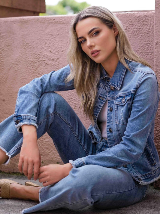 Saint Rose : Neve : Frayed  Denim Jacket