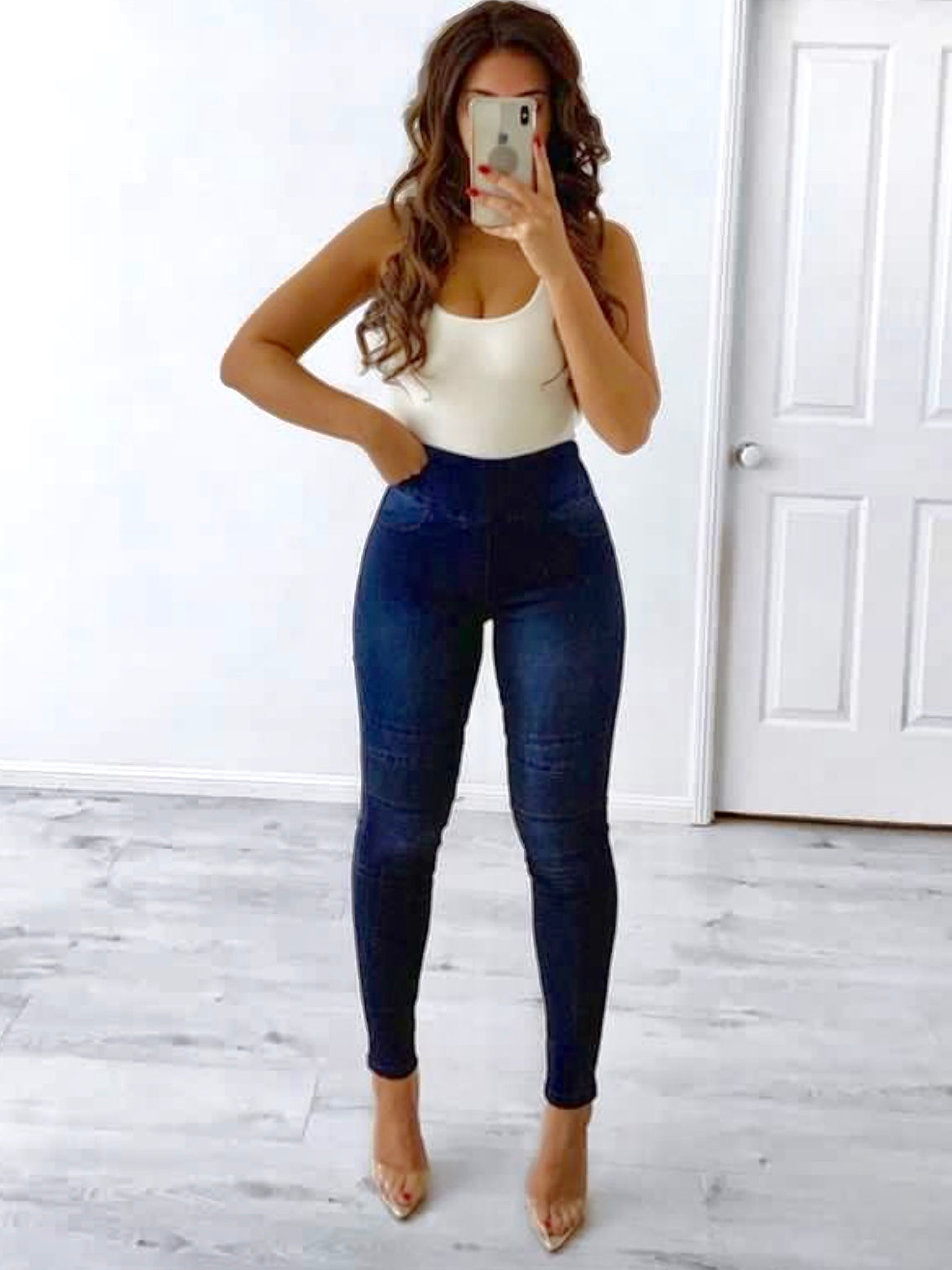 Wakee Denim : Dakota Denim Moto Jeans : Dark Blue Denim