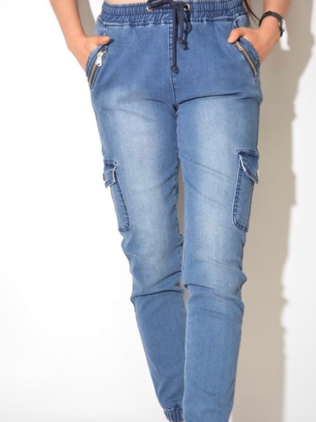 Wakee Denim : Jersey Joggers : Denim Blue