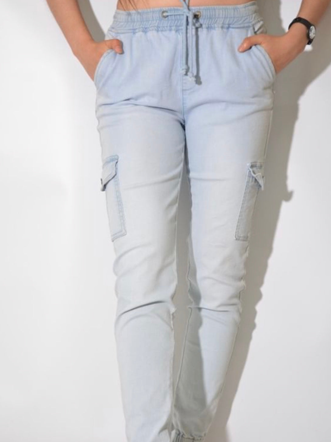 Wakee Denim : Jersey Joggers : Light Blue Chambray