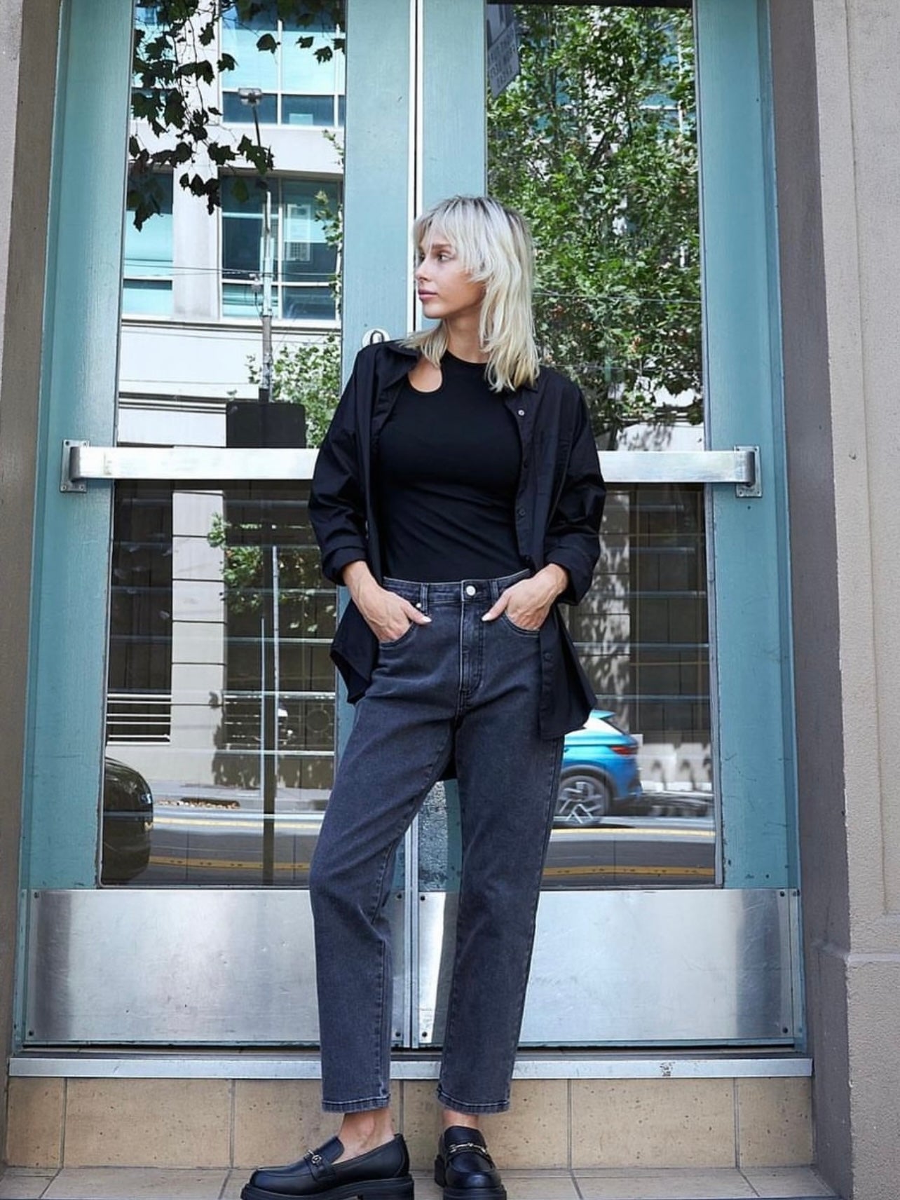 Saint Rose : Noelle Straight Leg Jean : Charcoal