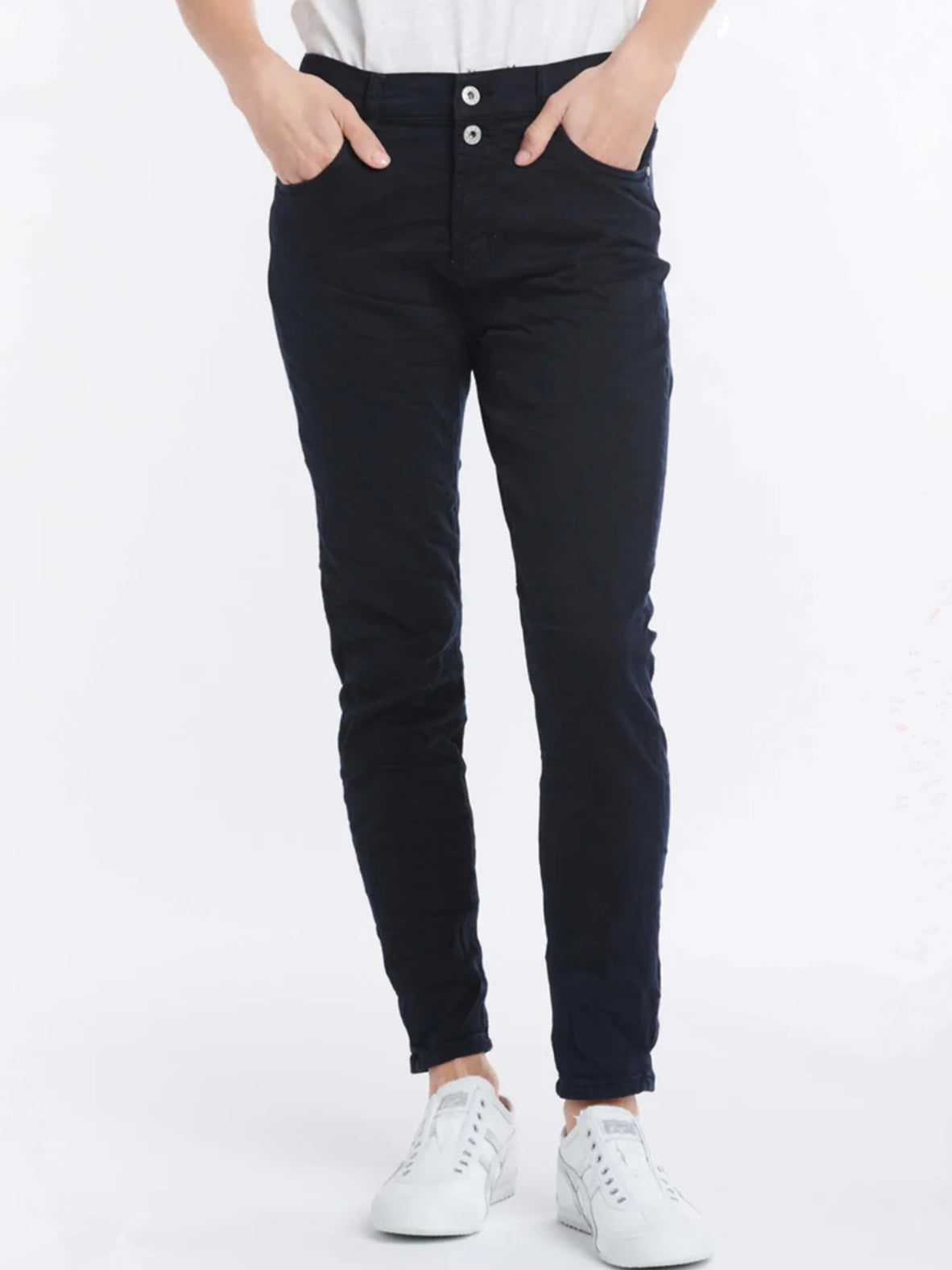 Italian Star Emma Stretch Jean: Navy ( mid to high rise )