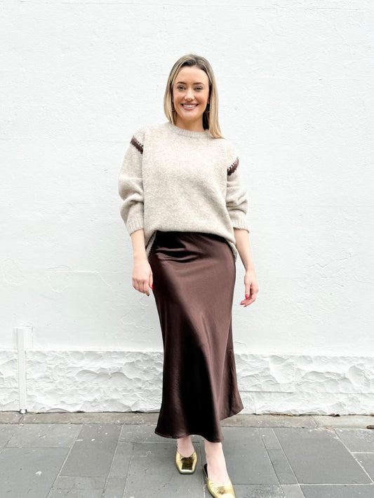 Suri Satin Skirt : Chocolate