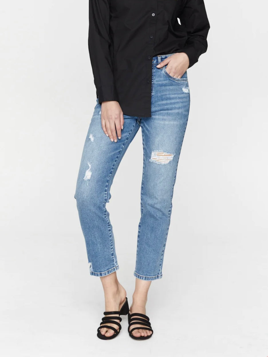 Saint Rose : Noelle Straight Leg Distressed Jean