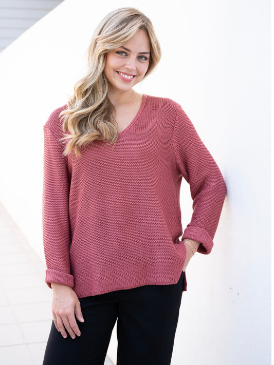 Basic Bestselling V neck Knit : Brick