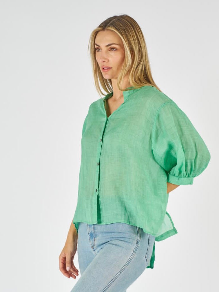 Linen Shirt : Spring Green