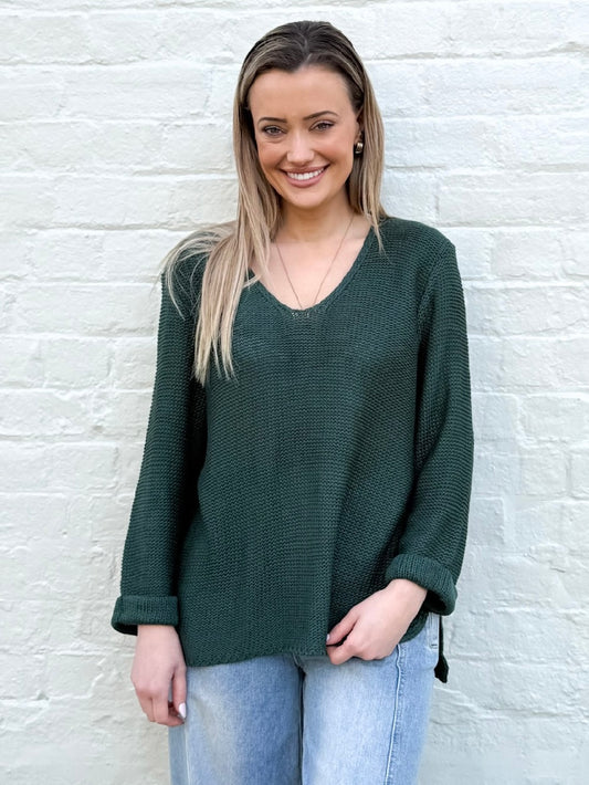 Basic Bestselling V neck Knit : Emerald