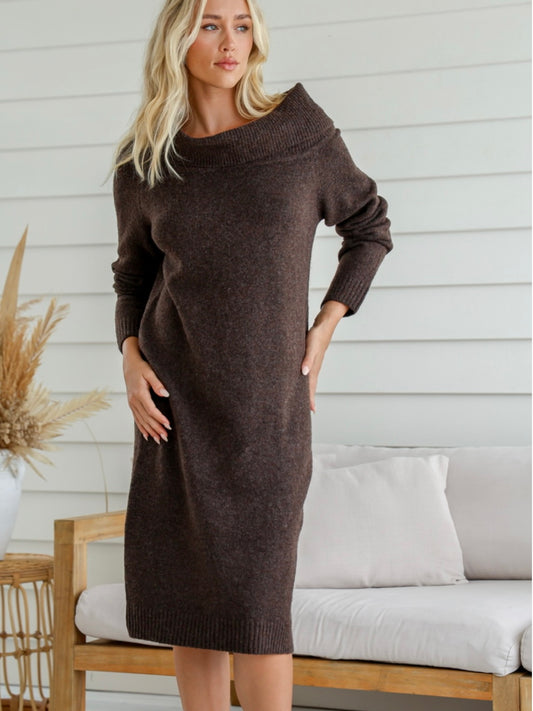 Coming Soon : Cara : Knitted Dress : Chocolate