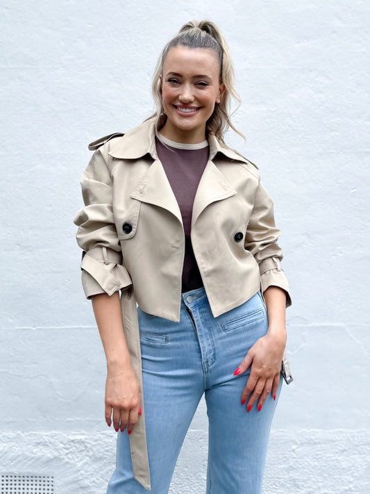 Cropped Trench Jacket : Natural