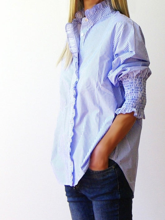 Who’s Charlie : Poppy Blue Azure Striped Shirt