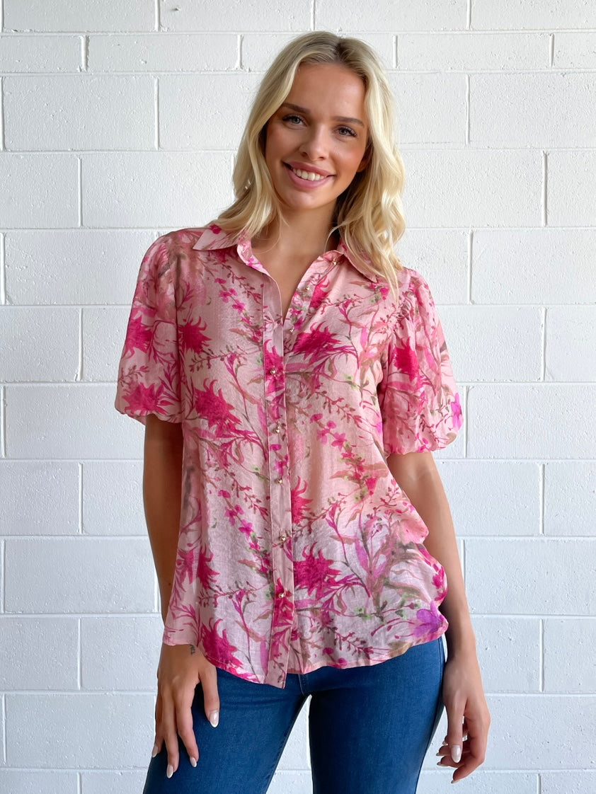 Evie Floral Shirt : Pink