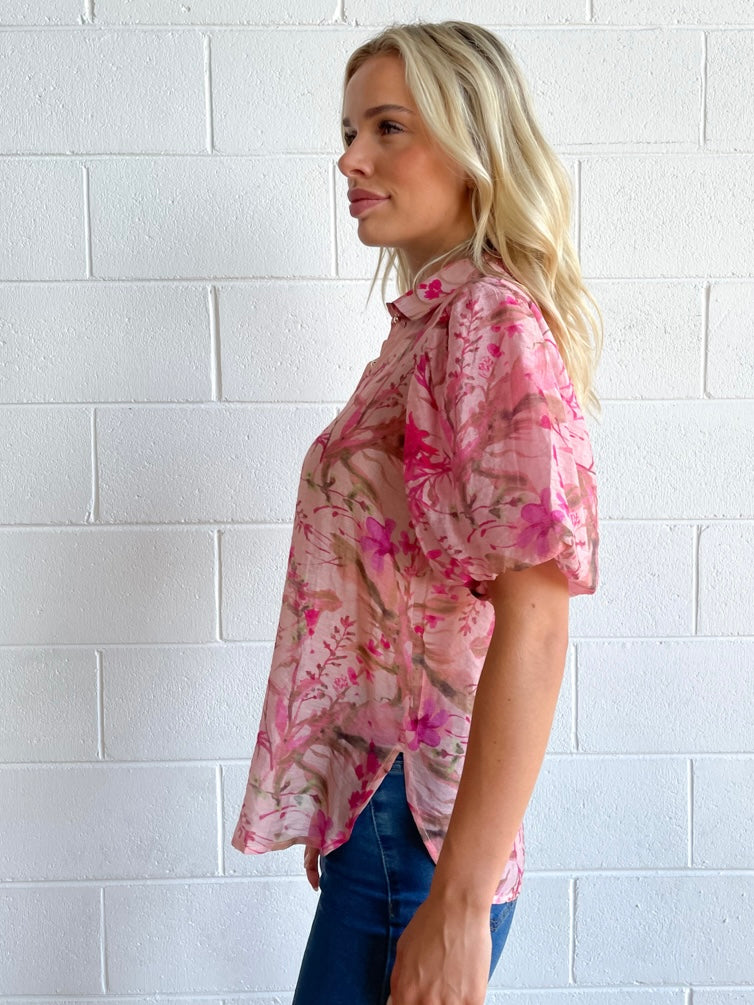 Evie Floral Shirt : Pink