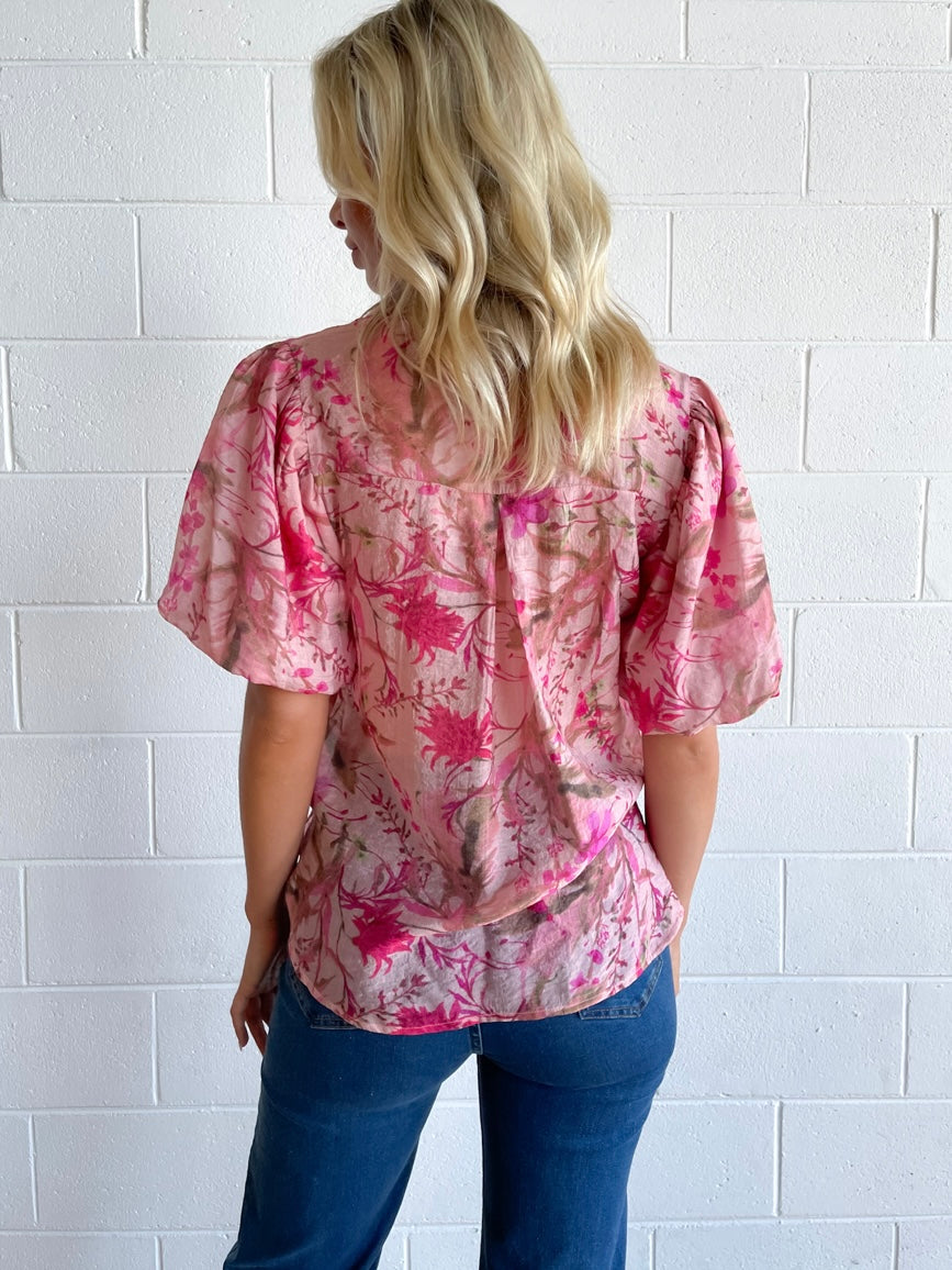 Evie Floral Shirt : Pink